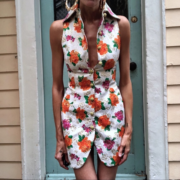 Vintage Dresses & Skirts - Vintage brocade button front dress